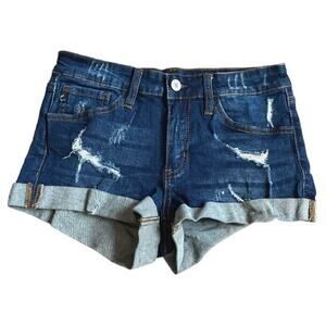 KanCan Distressed Mid Rise Short Shorts Blue Size 5/26